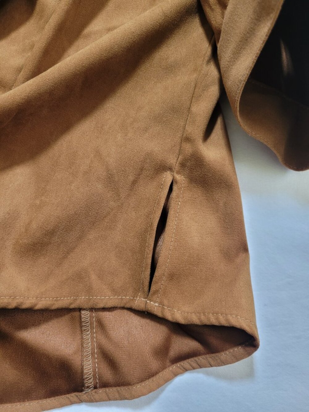 Coldwater Creek Faux Suede Zip Up Lightweight Jacket Camel Brown Large Preppy - Picture 7 of 11